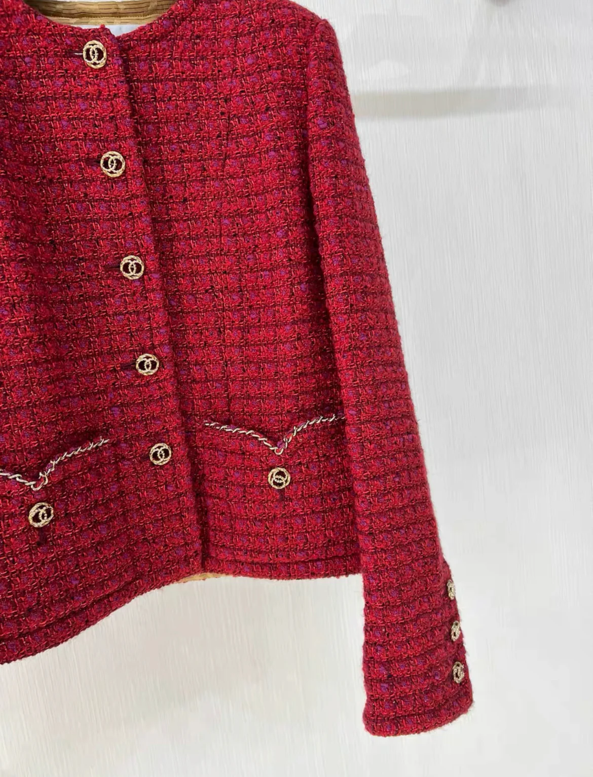 Chanel 23B Red tweed jacket size 34 - Image 5