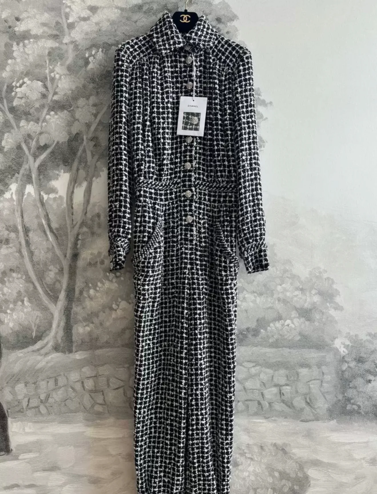 Chanel 23C Black Glittered Tweed Jumpsuit