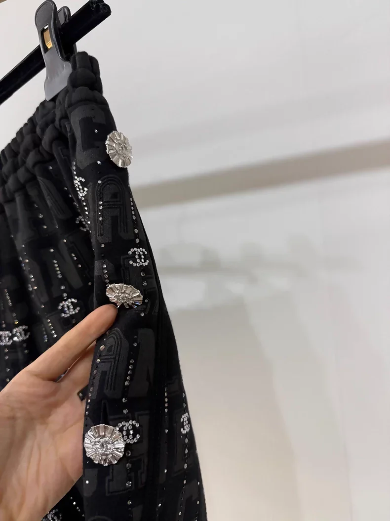 Chanel 23c black rhinestone logo shorts - Image 3