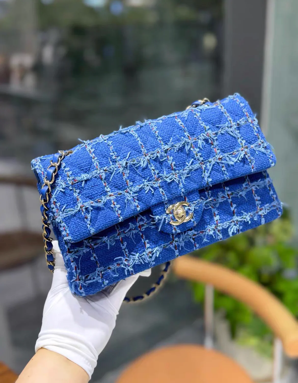 CHANEL 23C BLUE TWEED MEDIUM RECTANGLE CROSSBODY - Image 2