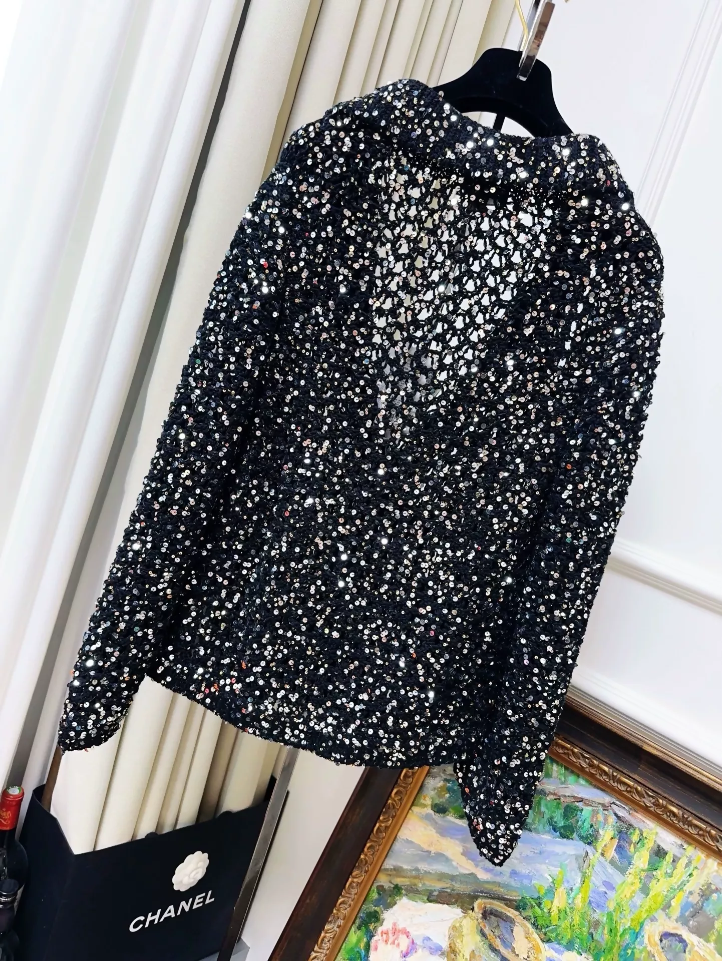 Chanel 23c black full sequin cardigan - Image 2