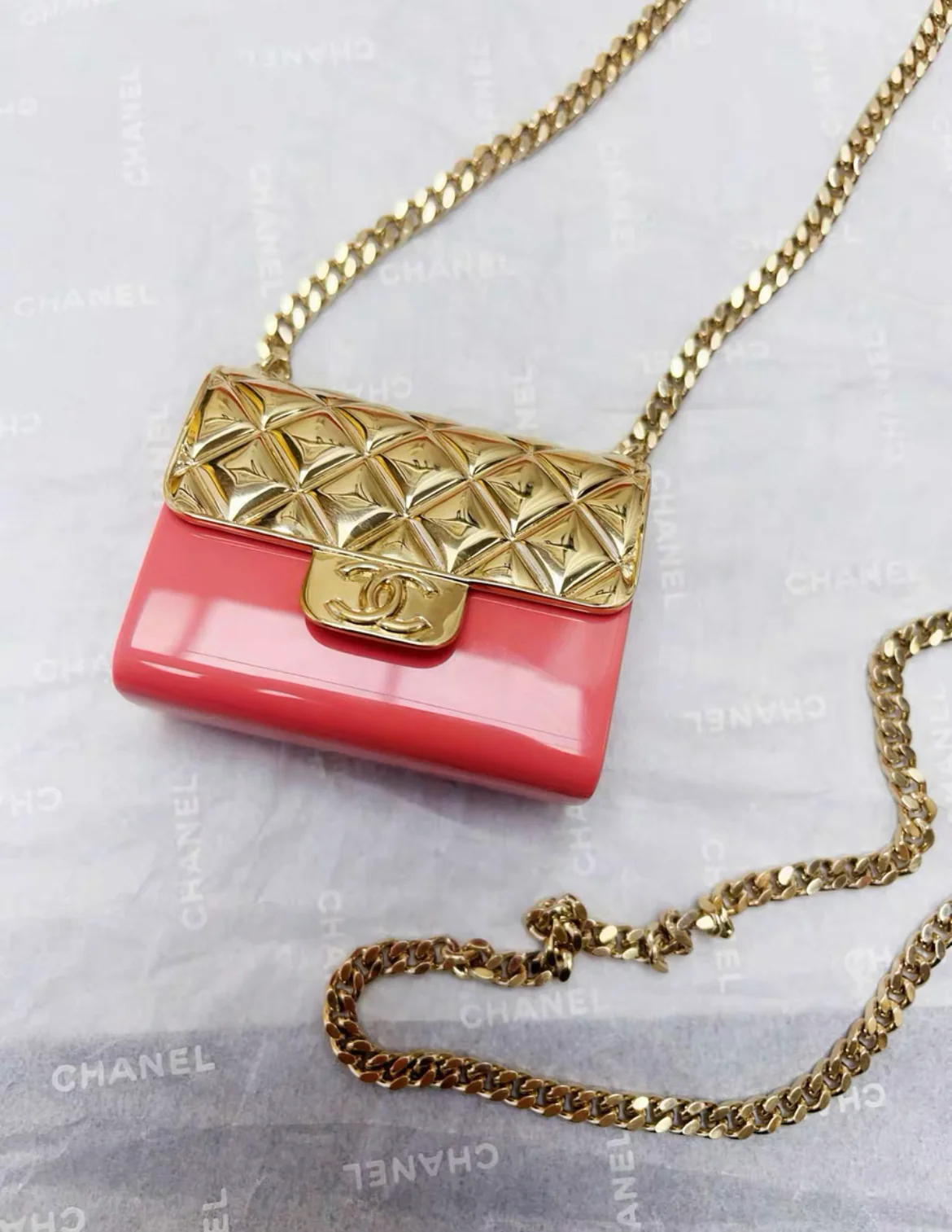 Chanel 23C orange pink gold micro bag - Image 2
