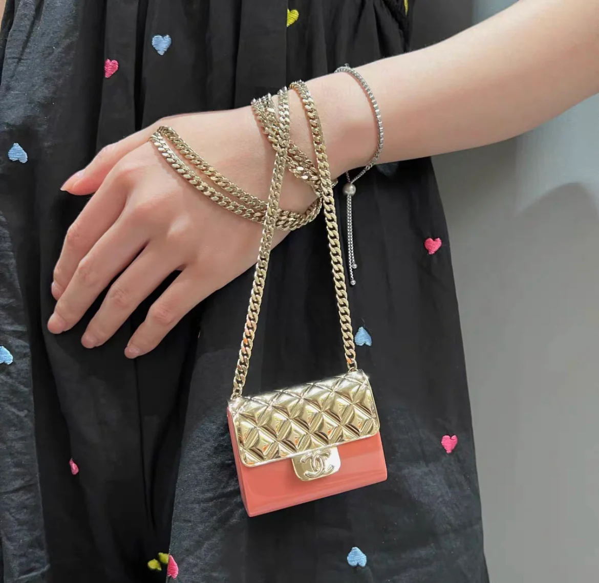Chanel 23C orange pink gold micro bag - Image 3