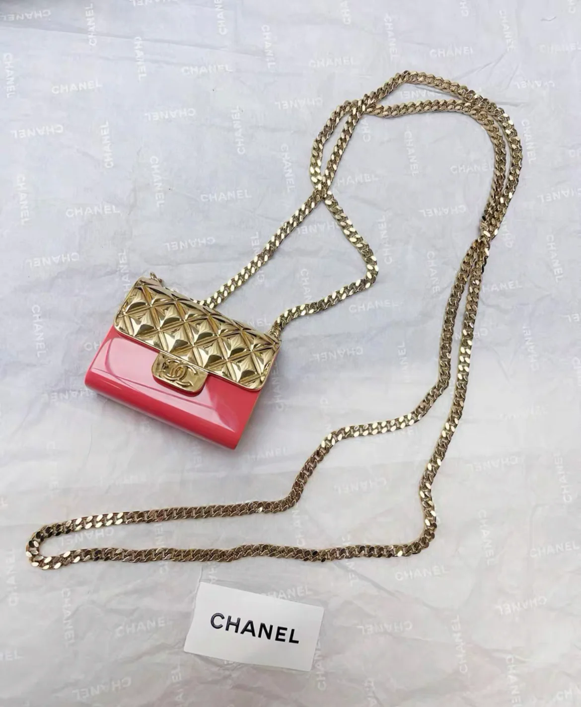 Chanel 23C orange pink gold micro bag - Image 4