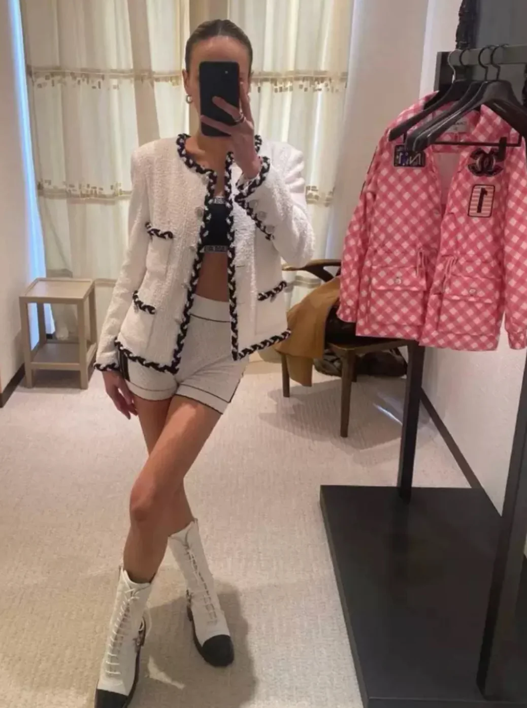 Chanel 23C white tweed jacket - Image 4