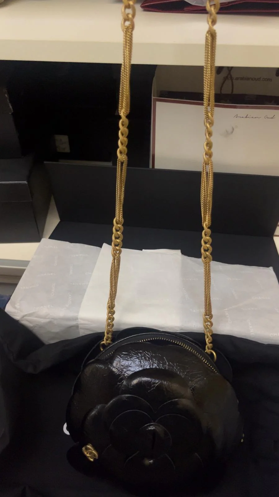 Chanel 23K Black Gold Camelia evening bag - Image 8