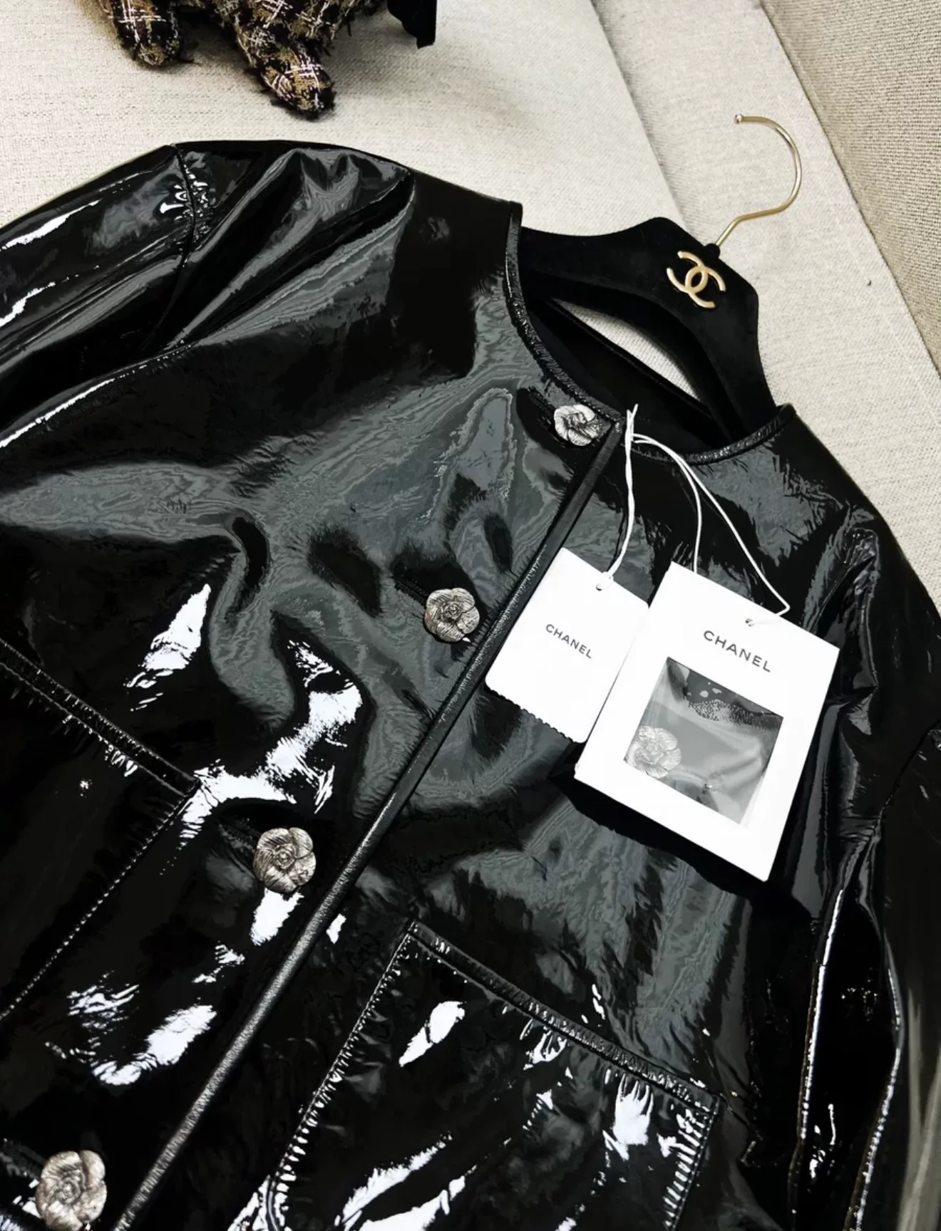 Chanel 23k black patent leather jacket - Image 2