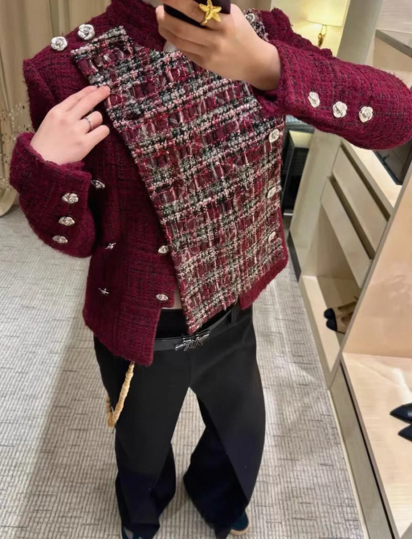 Chanel 23k Burgundy tweed Cardigan 38FR - Image 7