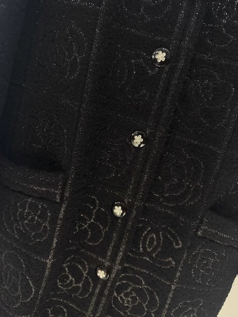 Chanel 23K black camellia coat - Image 3