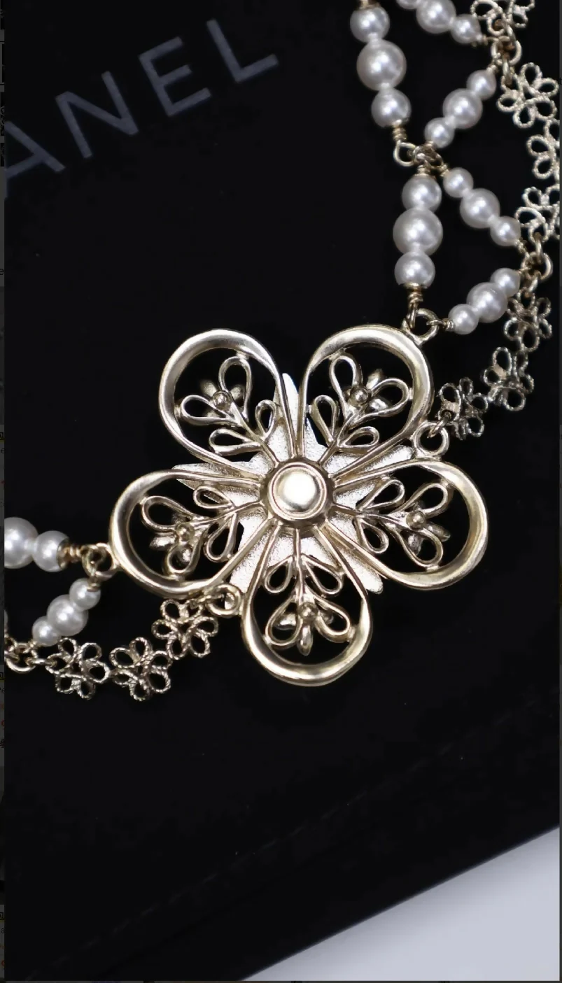 Chanel 23K Star Flower Pearl Chocker - Image 2
