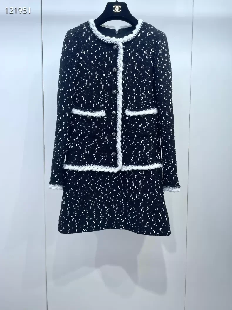 Chanel 23K black sequined tweed dress