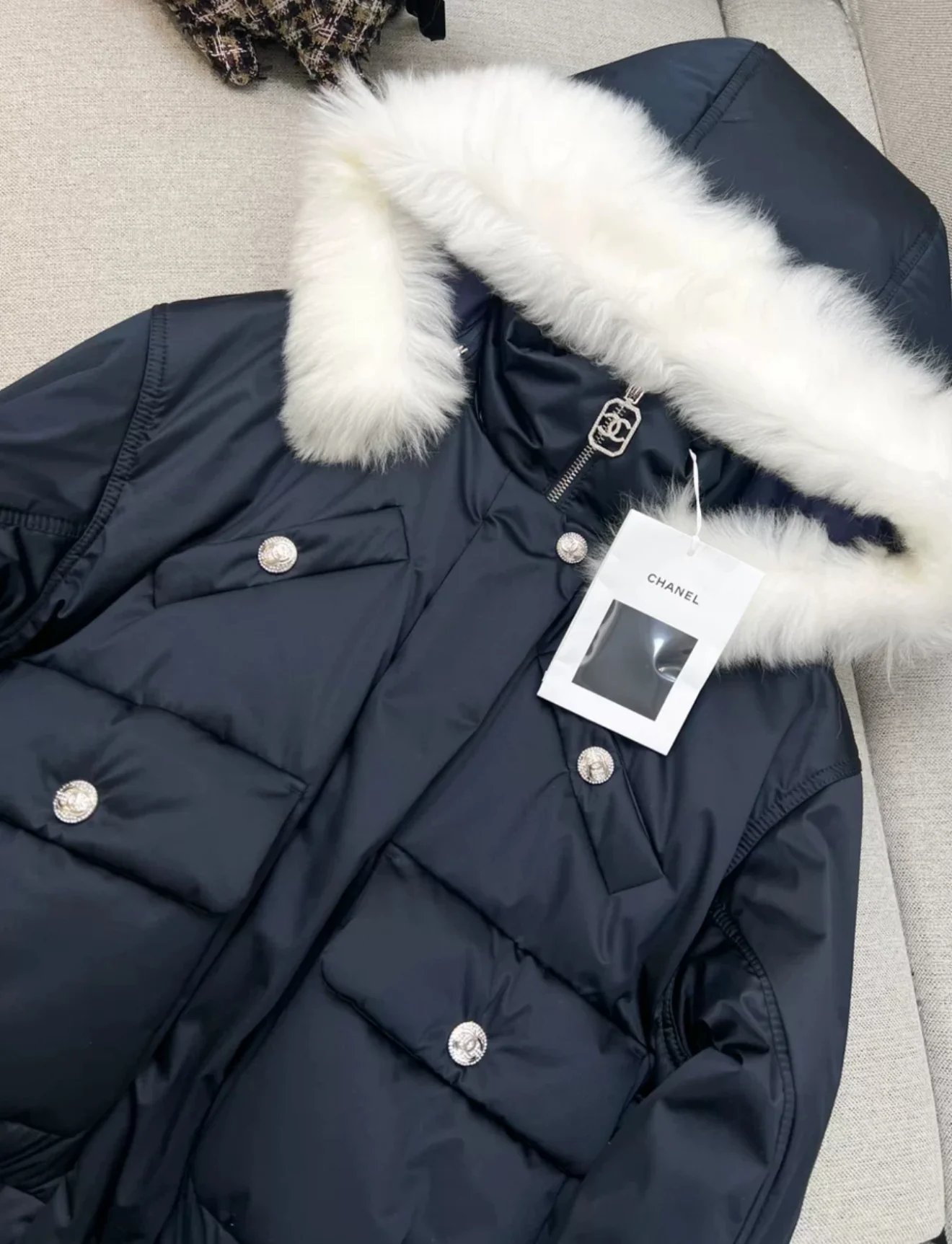 Chanel 23N white fur down jacket - Image 2
