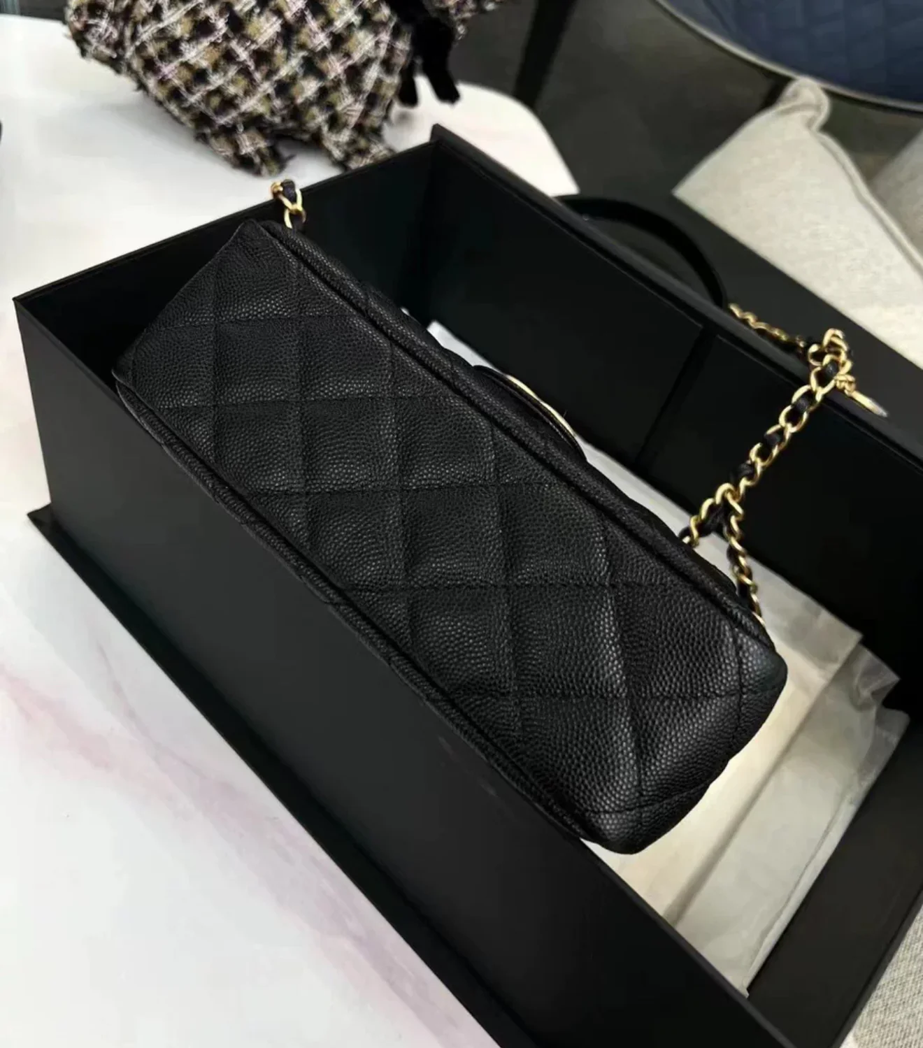 CHANEL 23P Black Caviar Leather Small Hobo Bag Gold Hardware - Image 2