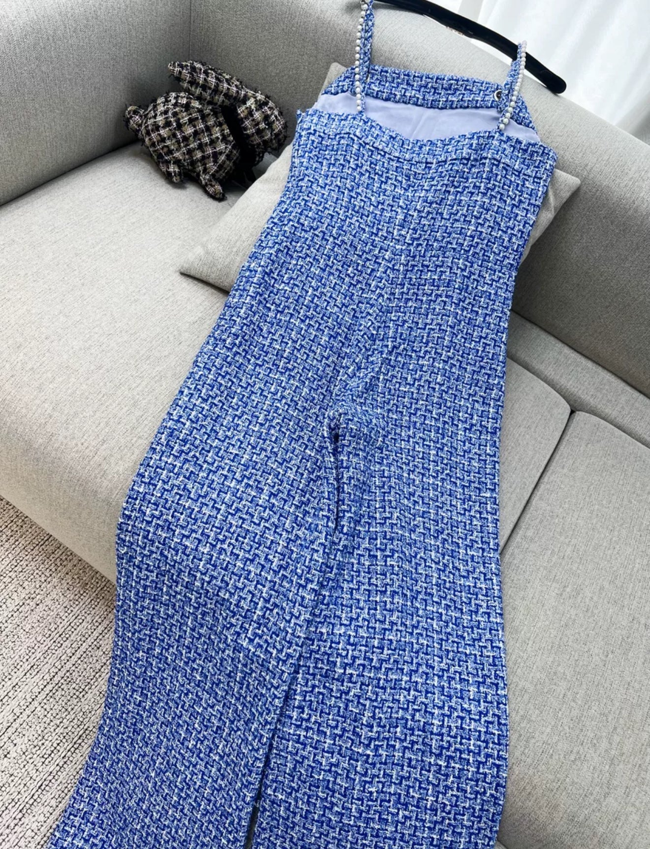 Chanel 23P Blue Tweed Jumpsuit - Image 5