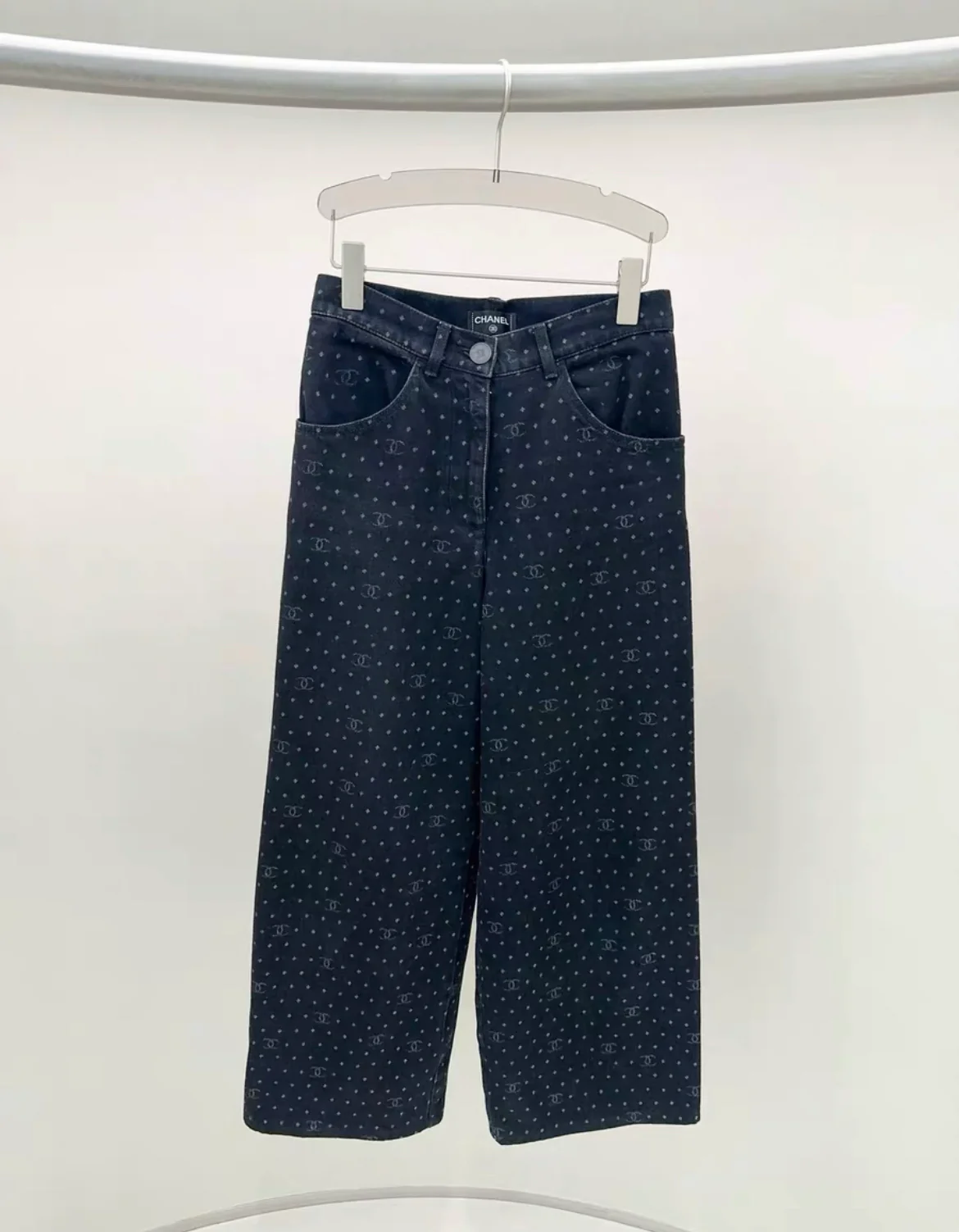 Chanel 23P popular polka dot jeans black denim size 34