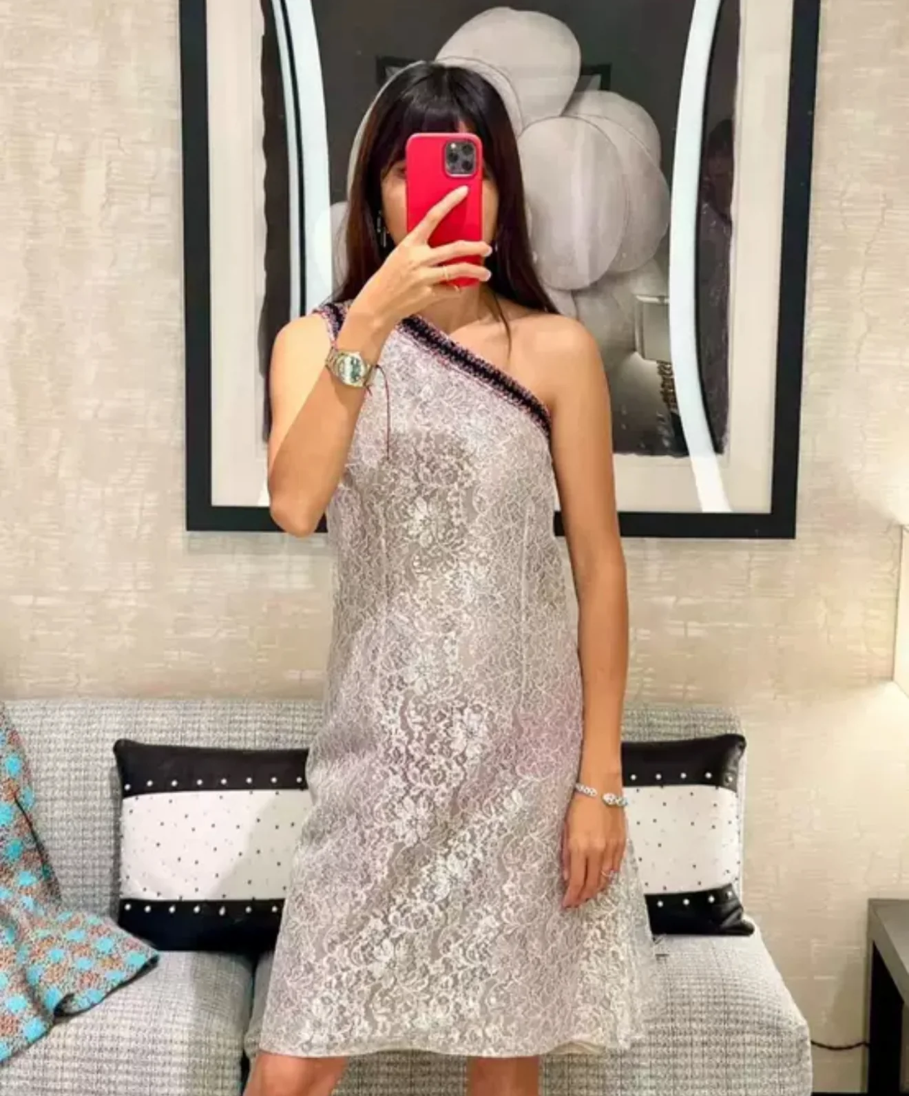 Chanel 23P Silver Iridescent Lace dress - Image 3