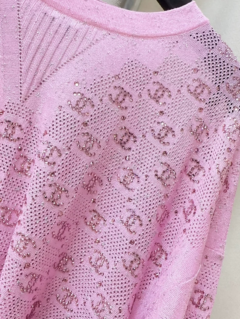 Chanel 23P Pink Diamond Logo Double C Top - Image 3