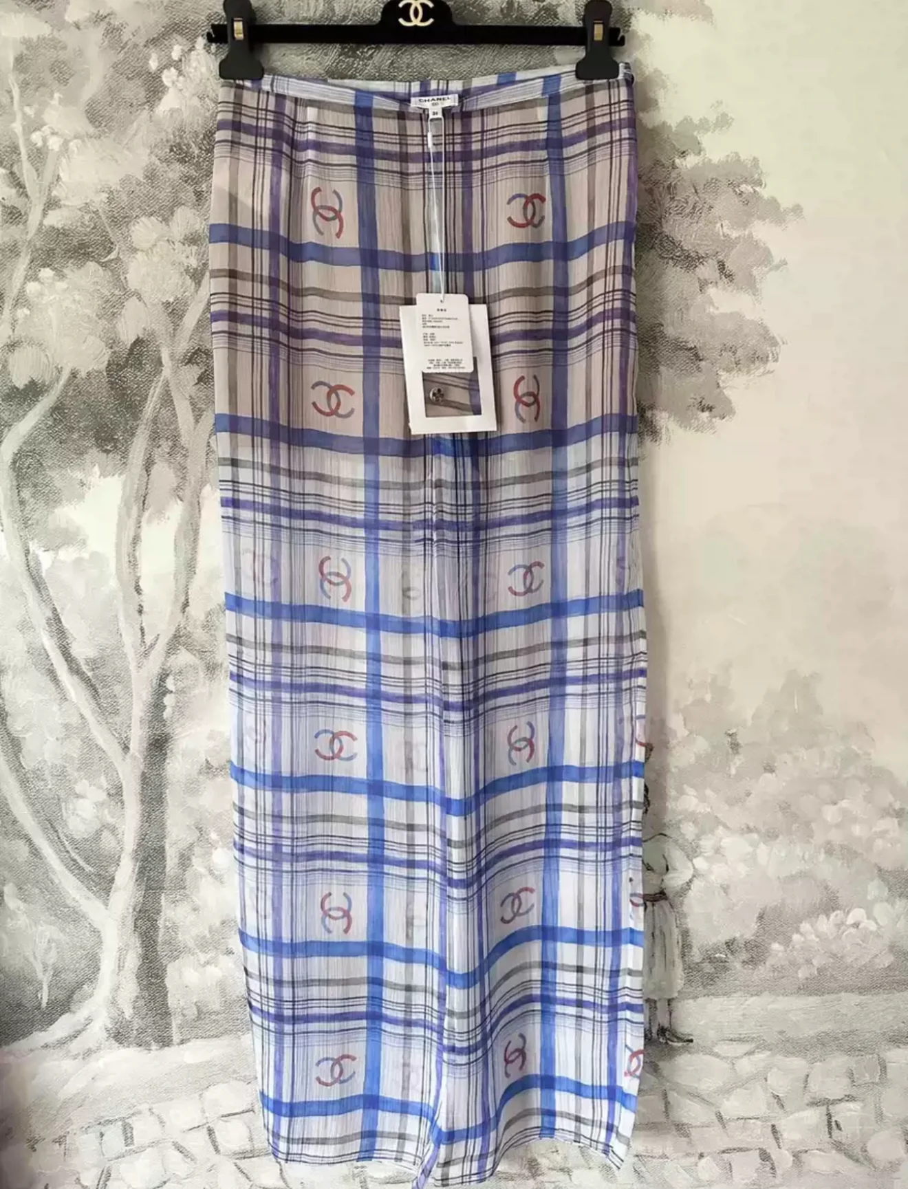 Chanel 23P White & Blue Printed Silk Dress - Image 2