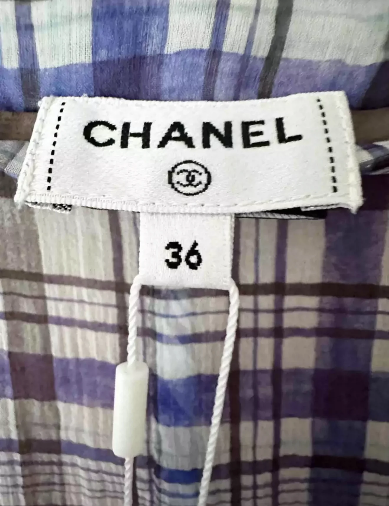 Chanel 23P White & Blue Printed Silk Dress - Image 3