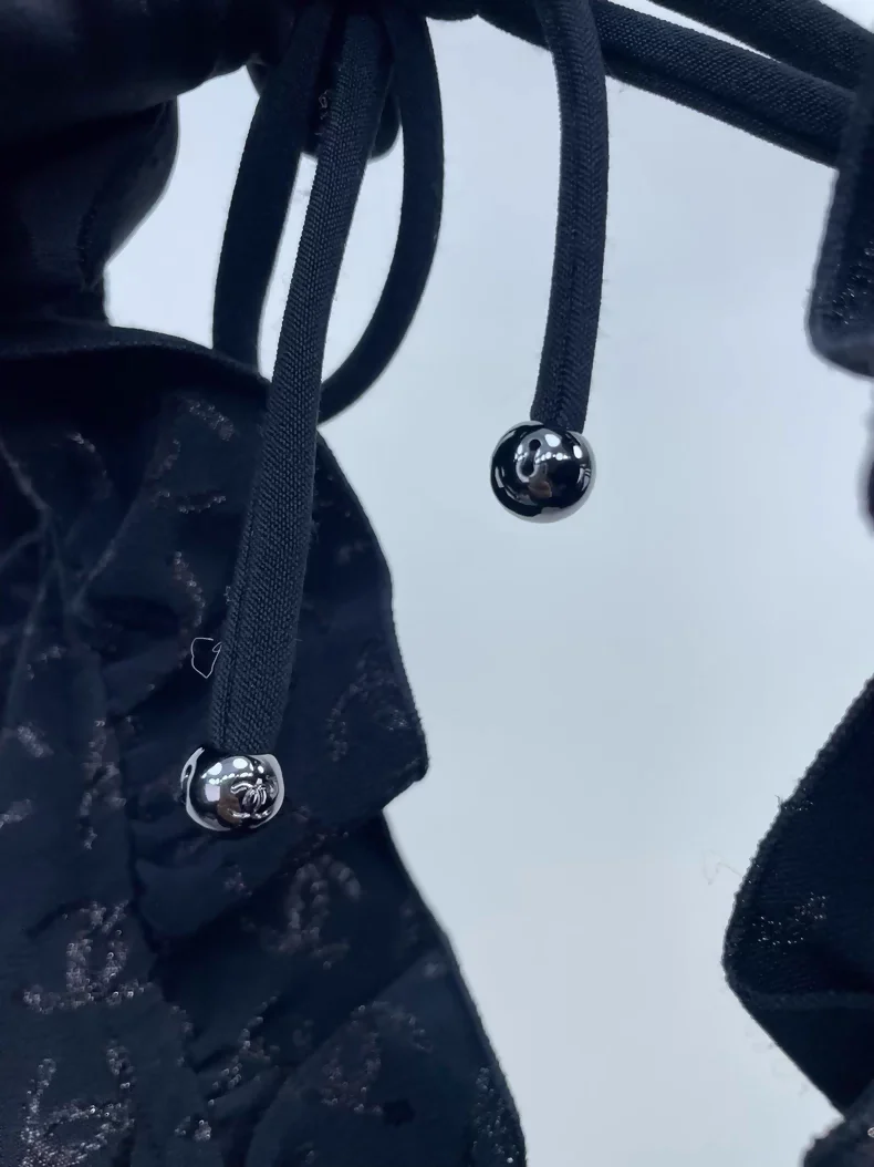 Chanel 23S Black All-Over Print Ruffled Swimsuit - Image 3