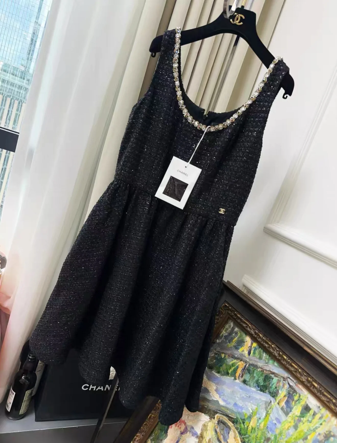 Chanel 23S Black tweed dress and jacket set - Image 2