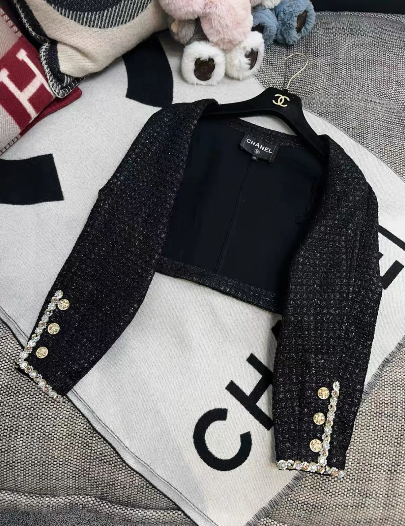 Chanel 23S Black tweed dress and jacket set - Image 4