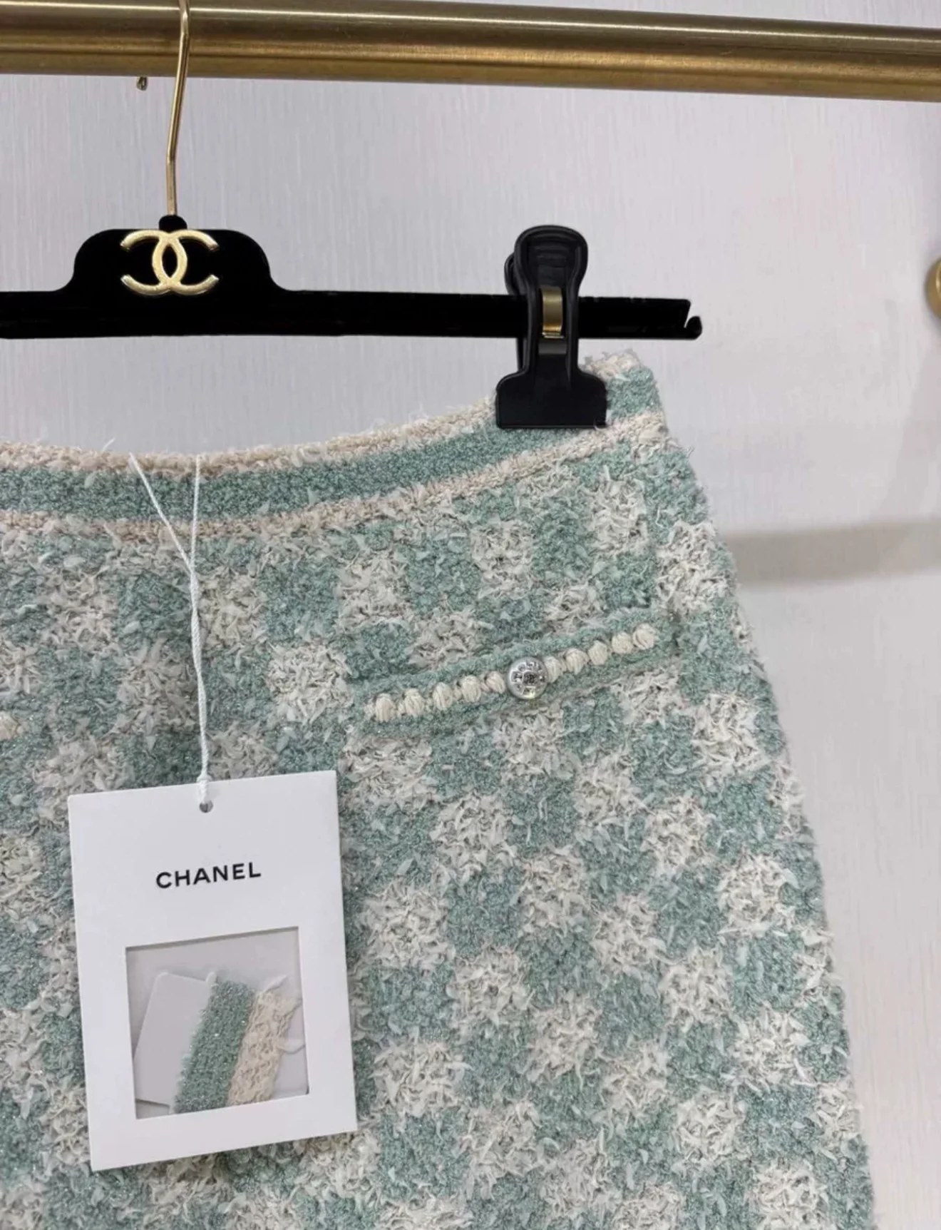 Chanel 23S Green Tweed Skirt - Image 2