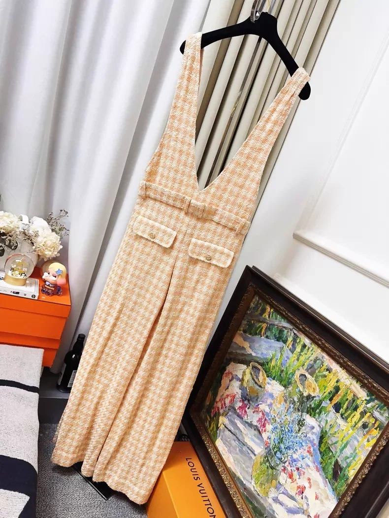 Chanel 23S Orange Houndstooth tweed Jumpsuit