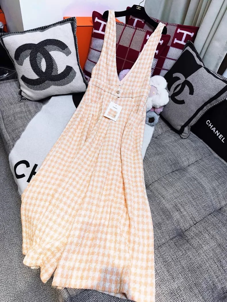 Chanel 23S Orange Houndstooth tweed Jumpsuit - Image 7