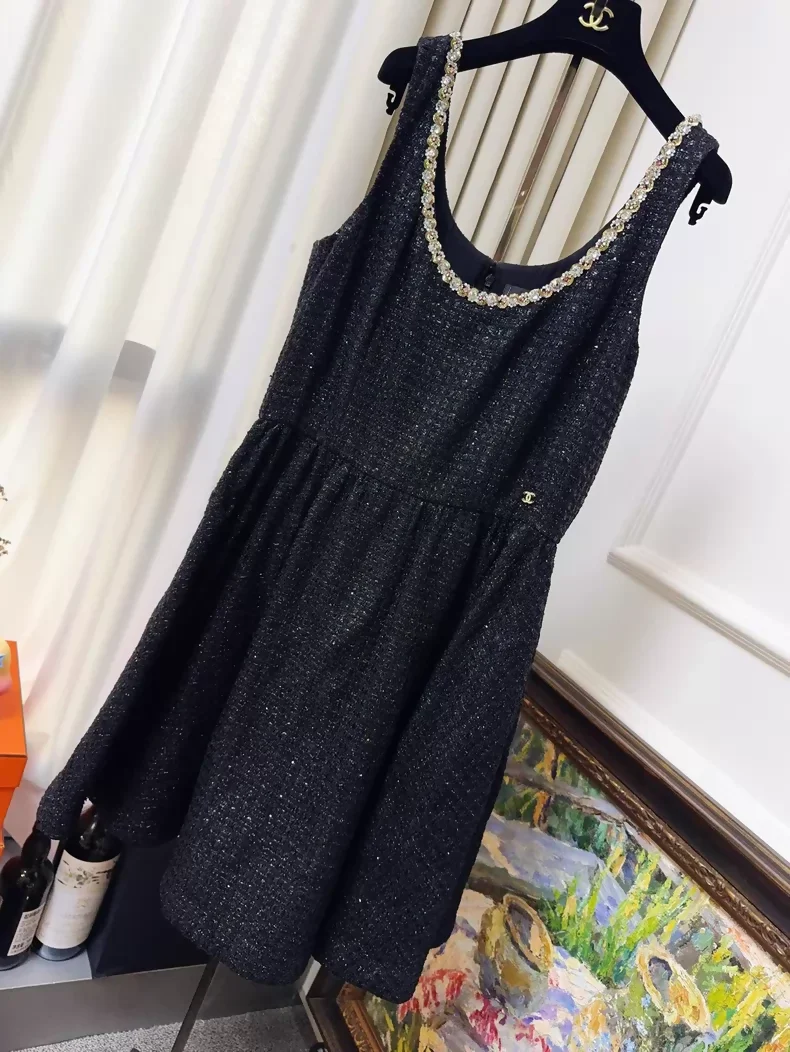 Chanel 23S black tweed dress