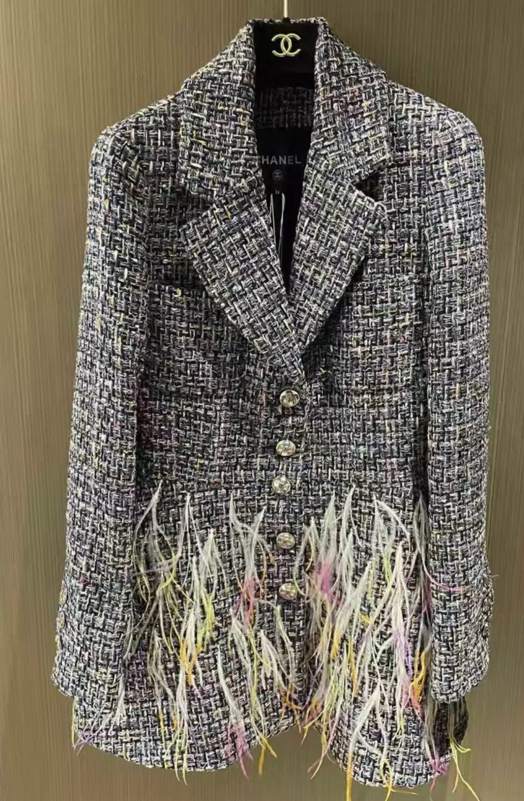 Chanel 23S Tweed/Feather Jacket dress - Image 4