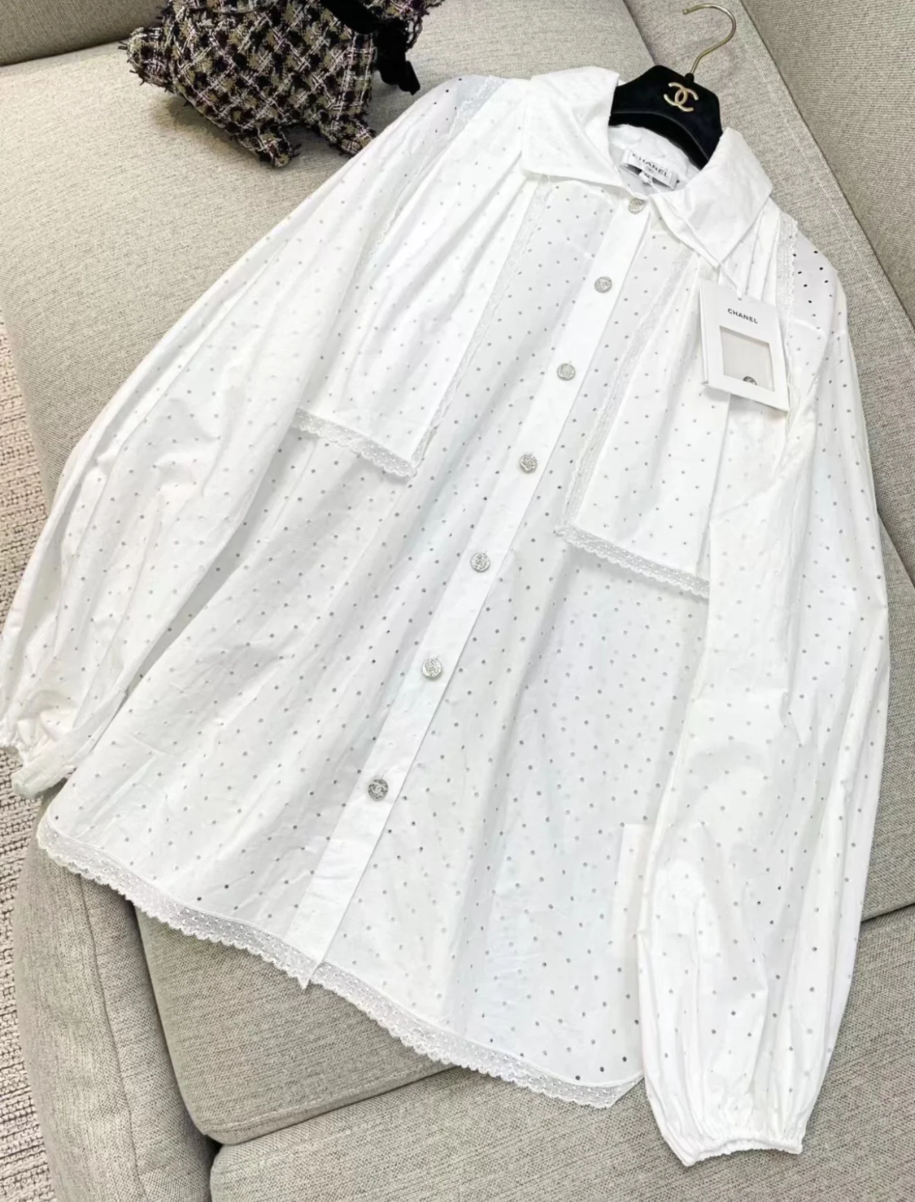 Chanel 23S white blouse shirt
