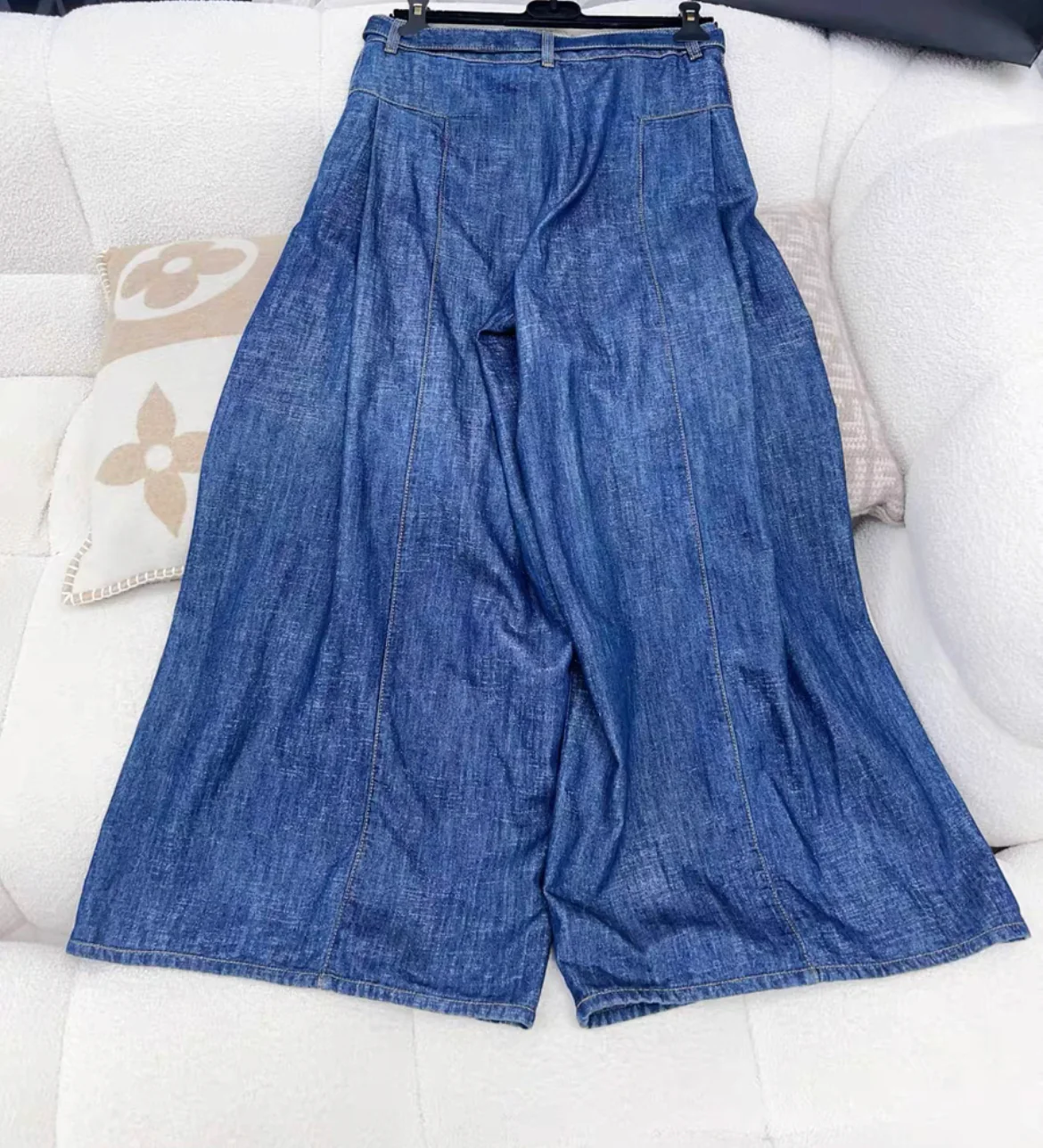 CHANEL 23S WIDE LEG DENIM PANTS WITH BELT size 38 - Image 5