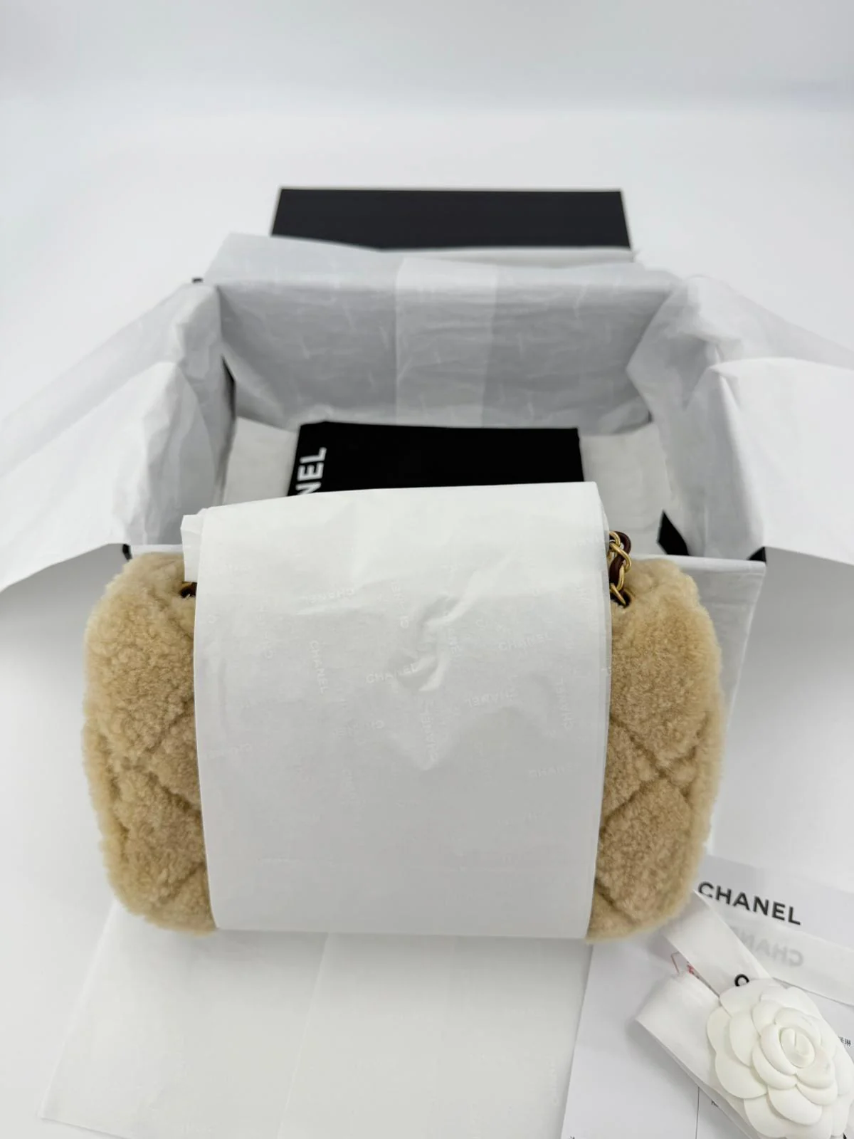 Chanel 24K Shearling Fur & Brown Leather Flap Bag — Statement Seasonal Piece - Image 10