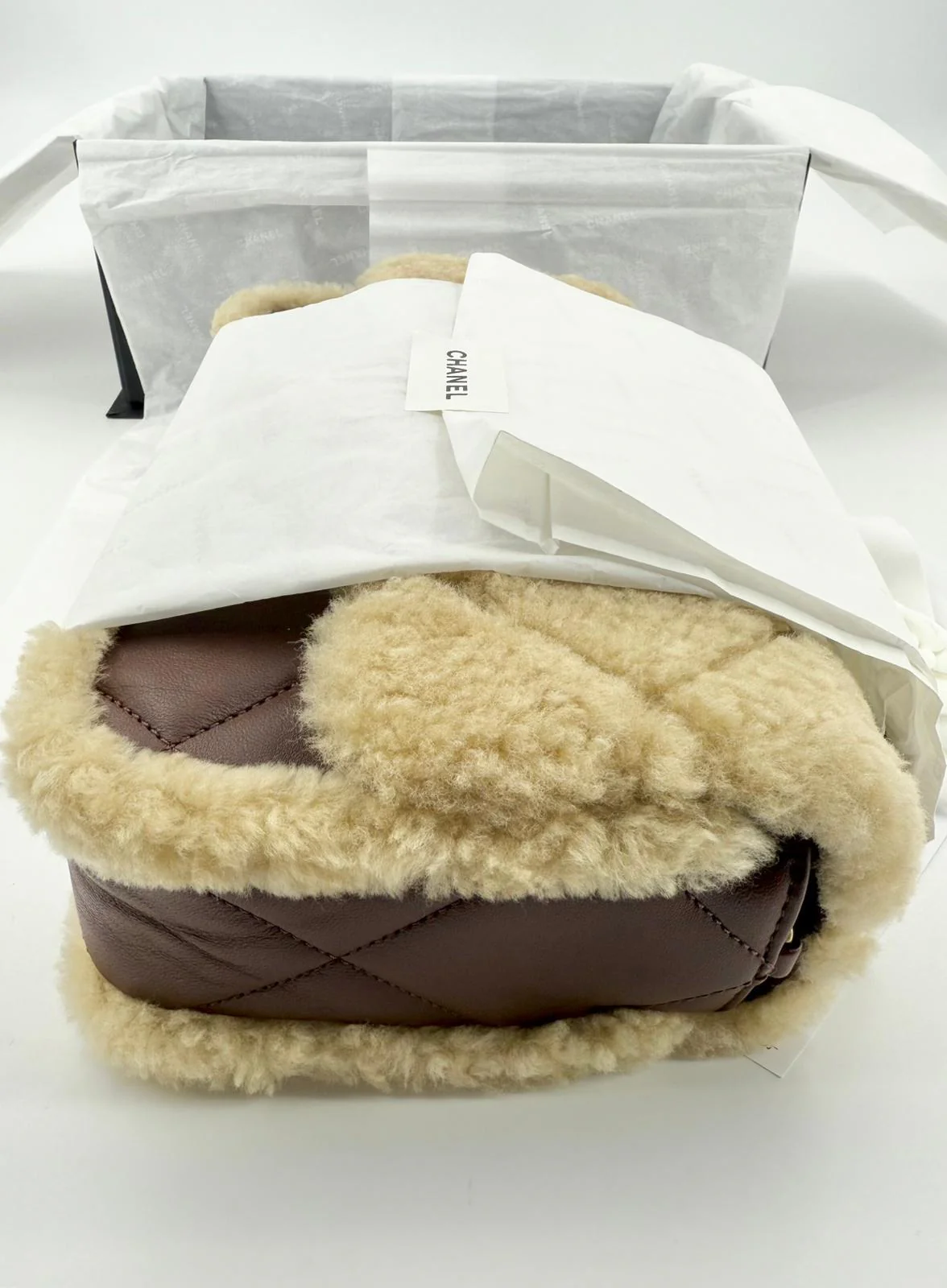 Chanel 24K Shearling Fur & Brown Leather Flap Bag — Statement Seasonal Piece - Image 11