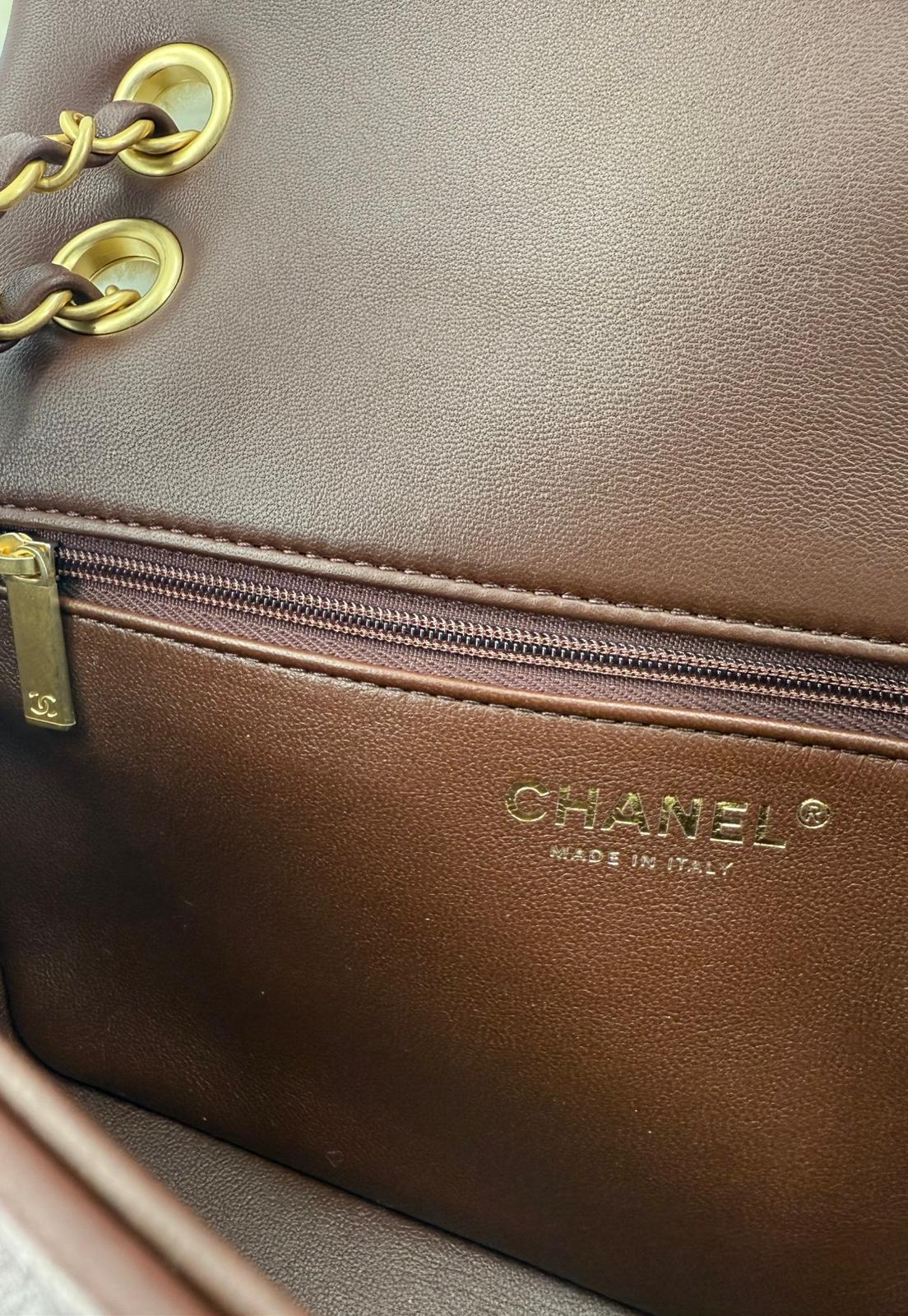 Chanel 24K Shearling Fur & Brown Leather Flap Bag — Statement Seasonal Piece - Image 5