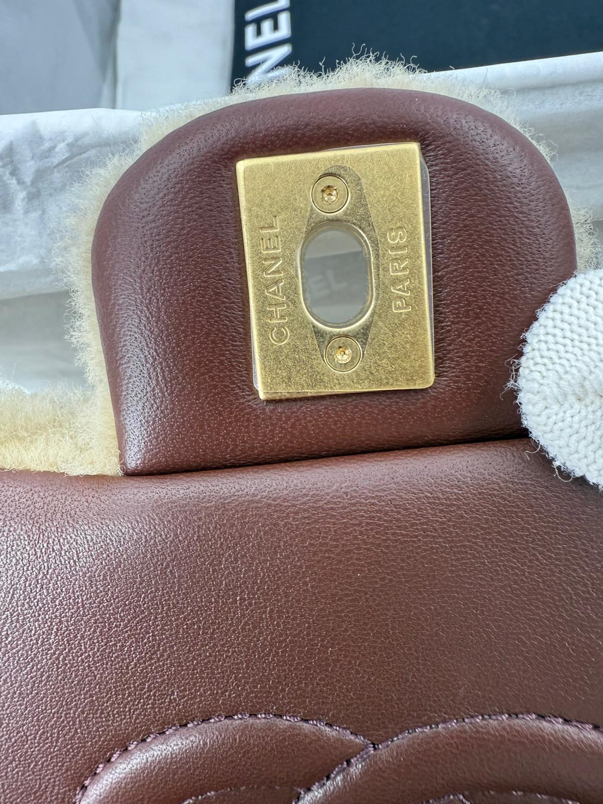 Chanel 24K Shearling Fur & Brown Leather Flap Bag — Statement Seasonal Piece - Image 6