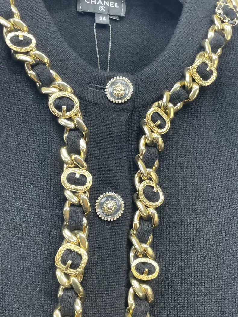 Chanel 24A Black and Gold Chain Knit Vest - Image 3
