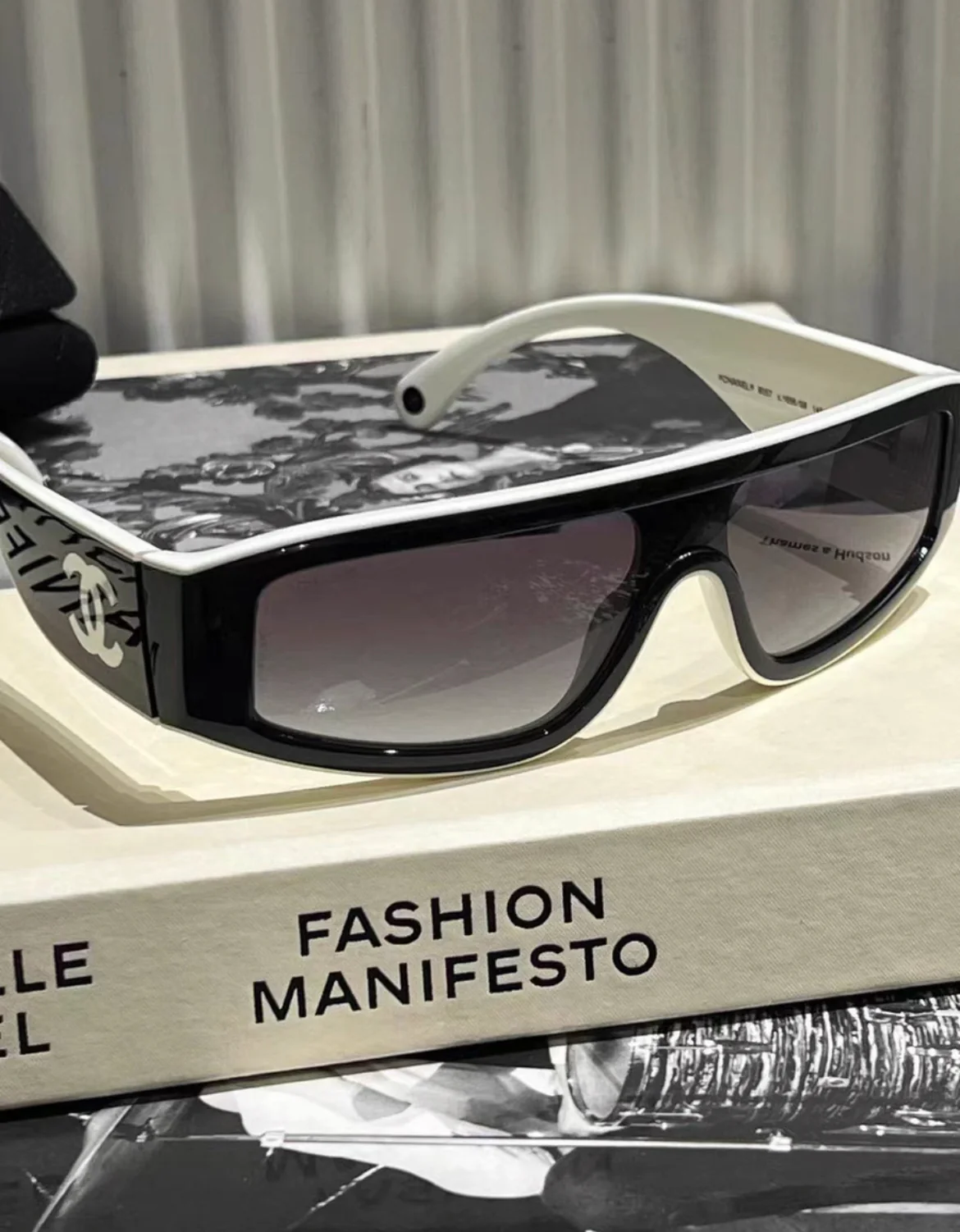 Chanel 24A black and white sunglasses with box, brand new,