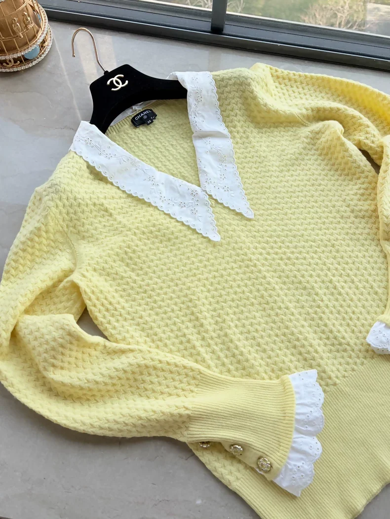 Chanel 24a Yellow Cashmere Sweater - Image 2