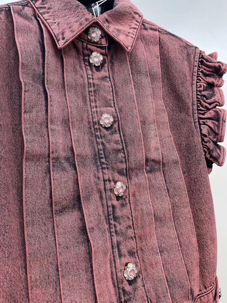Chanel 24A lace-sleeved denim vest - Image 3