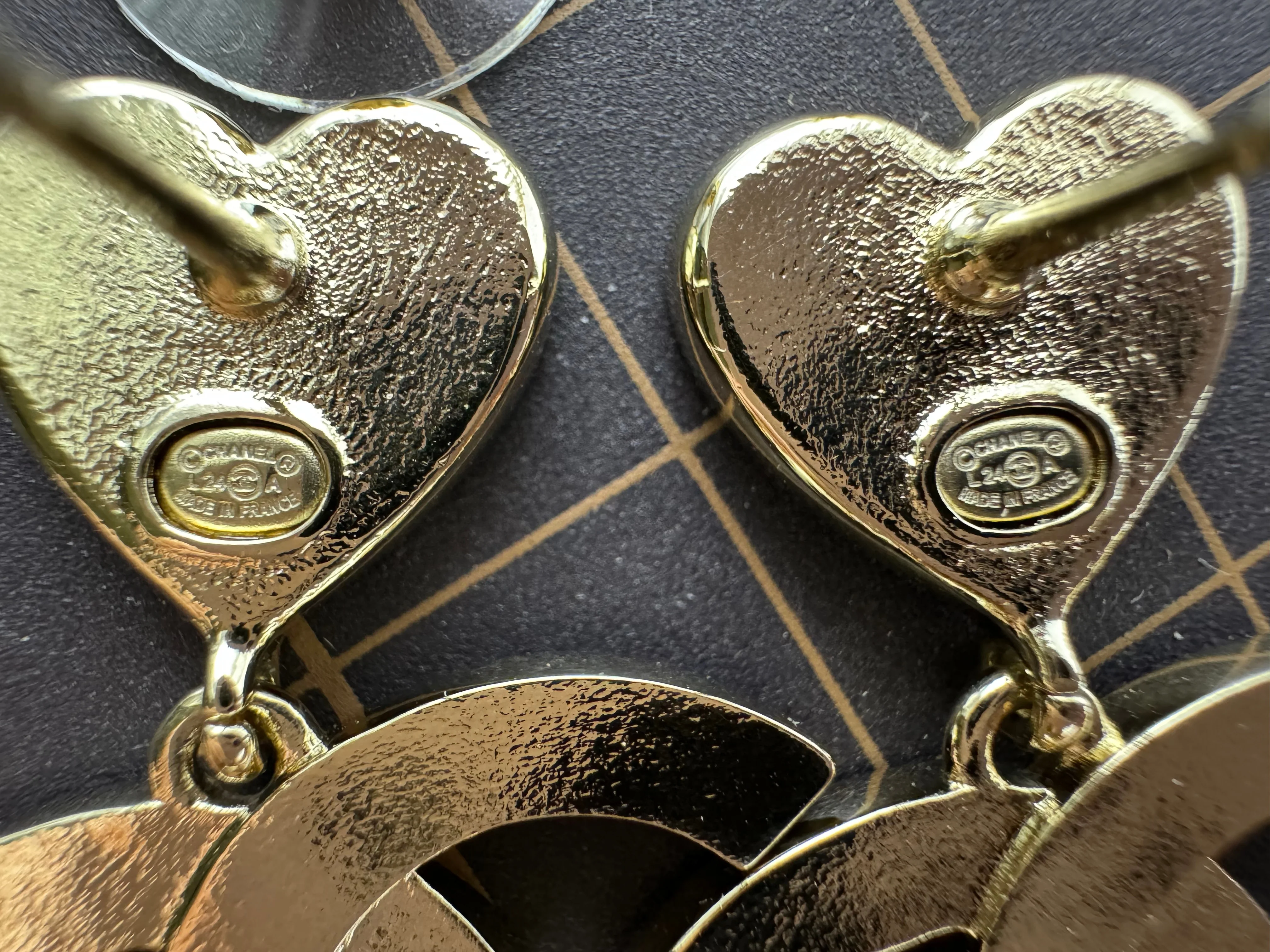 Chanel 24A Metal Pink Heart X Black Cc Dangle Earrings - Image 14