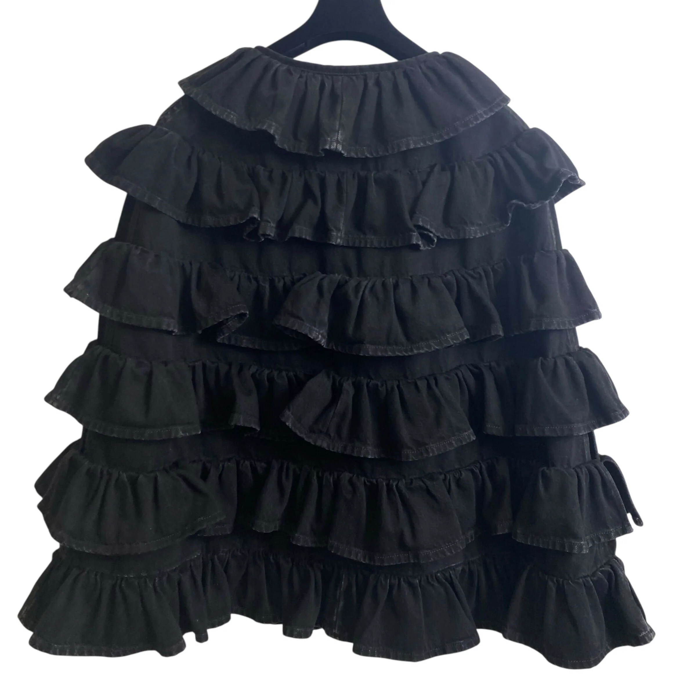 Chanel 24A Paris Manchester Black Denim Coat Jacket Cape FR 36 - Image 2