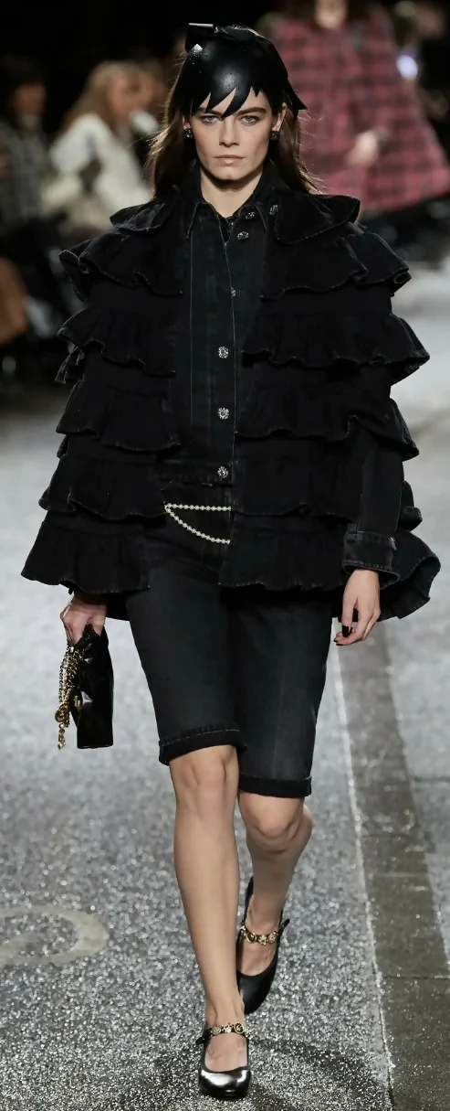Chanel 24A Paris Manchester Black Denim Coat Jacket Cape FR 36 - Image 3