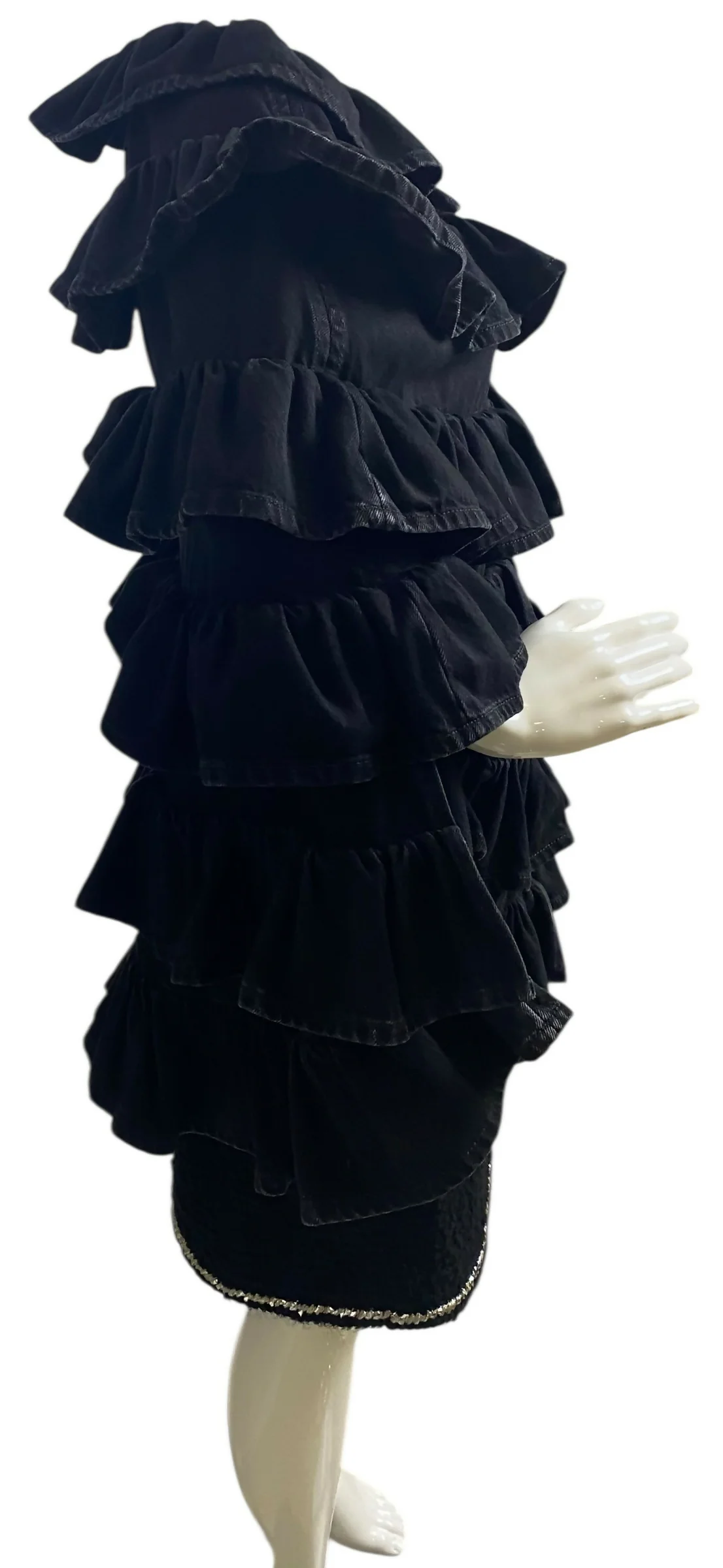 Chanel 24A Paris Manchester Black Denim Coat Jacket Cape FR 36 - Image 8