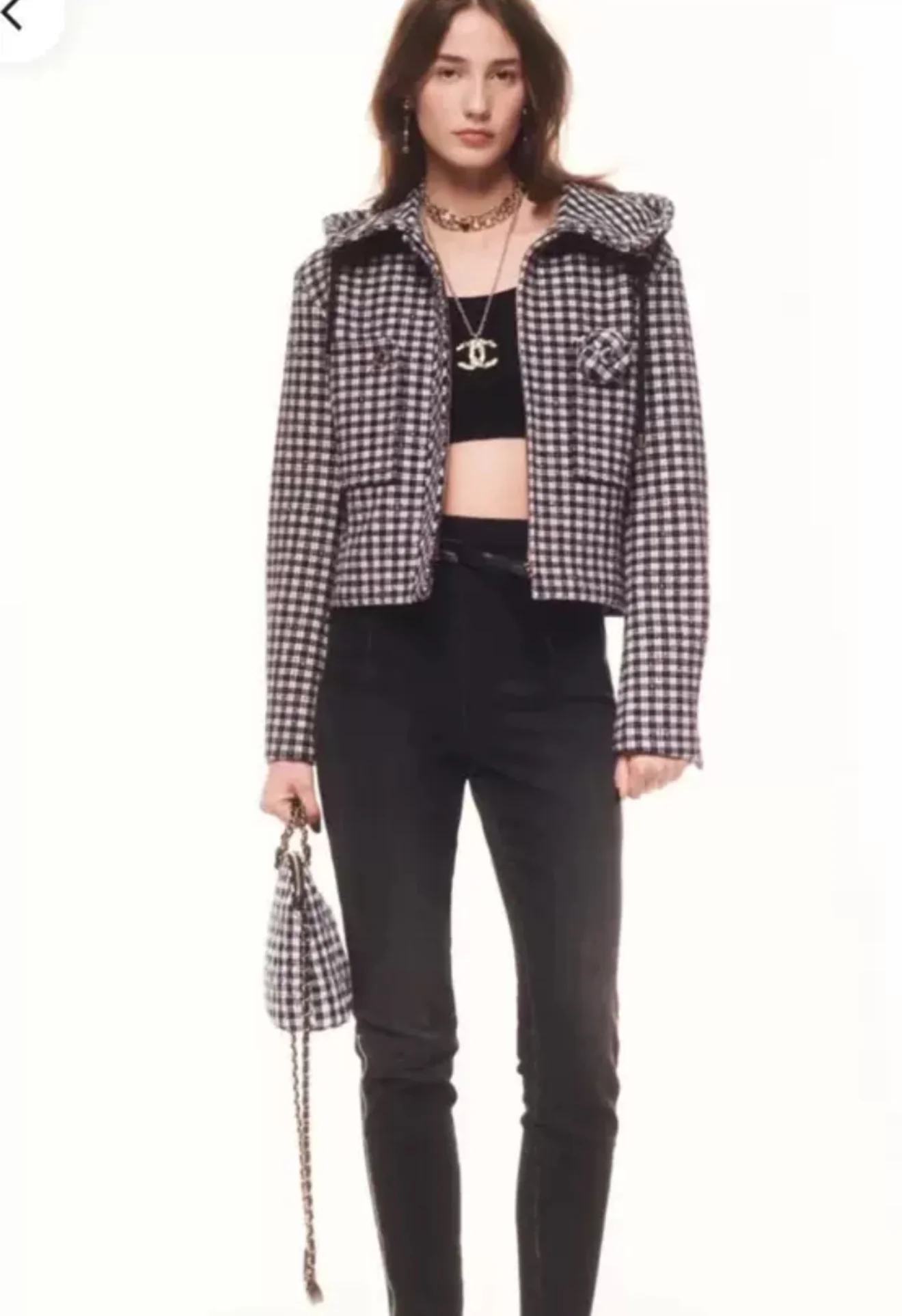 Chanel 24B Black, Ecru & Red Stretch wool tweed jacket - Image 3