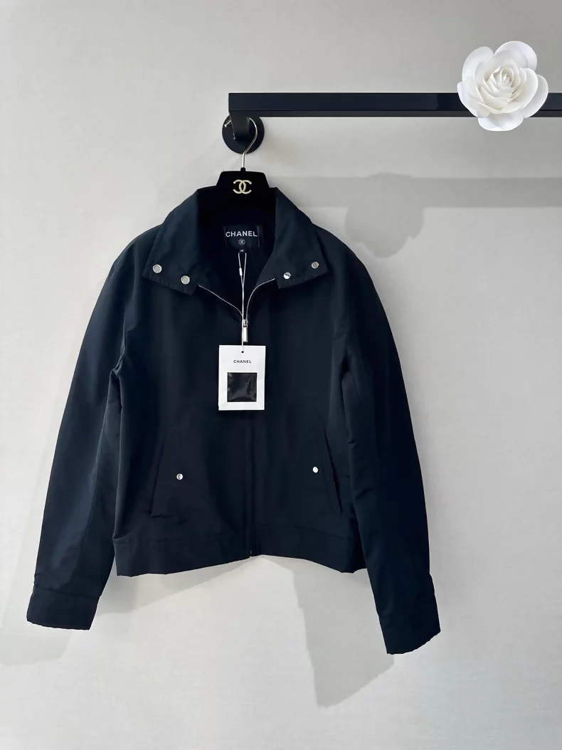 Chanel 24B Black Windbreaker Jacket