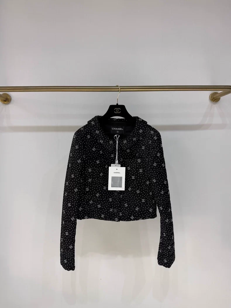Chanel 24B Black Polka Dot Jacket