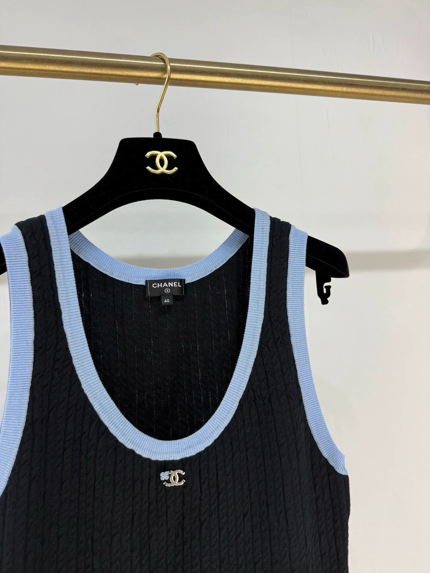 Chanel 24B blue and black knitted dress - Image 2