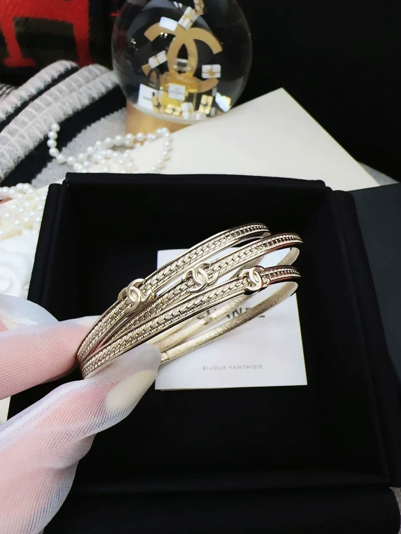 Chanel 24B light gold bracelet 3 in 1 set